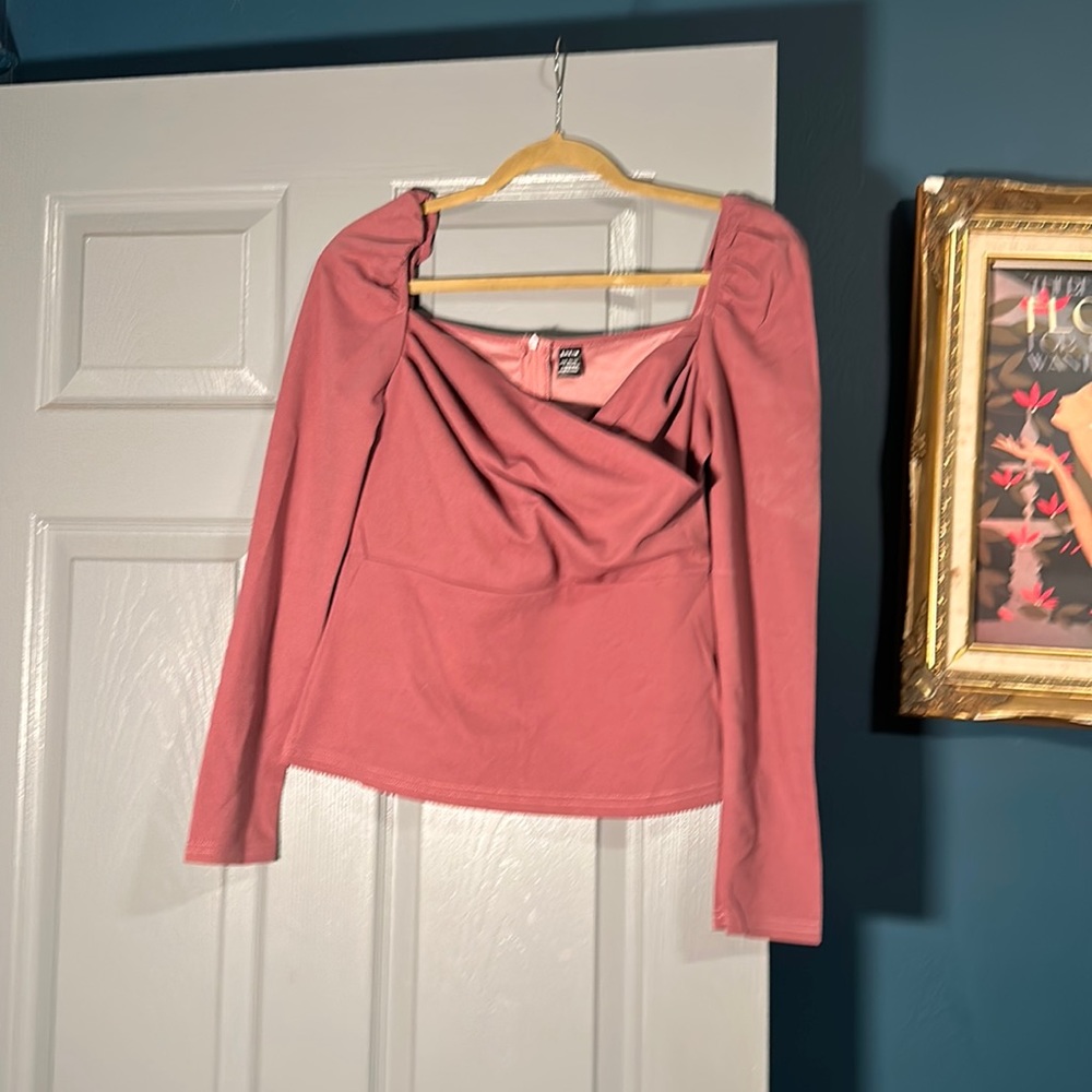 Mauve long sleeve blouse, princess shoulder. SHEIN. Large.